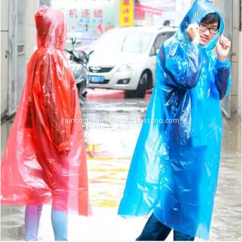 PE Transparency Hooded Disposable Raincoat With Sleeve